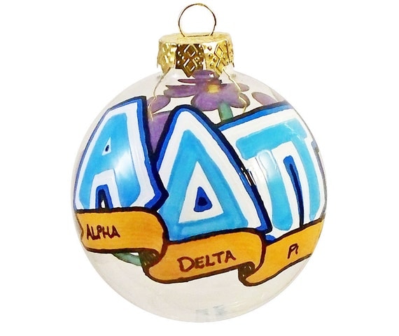 Very Small Handpainted Alpha Delta Pi Ornament