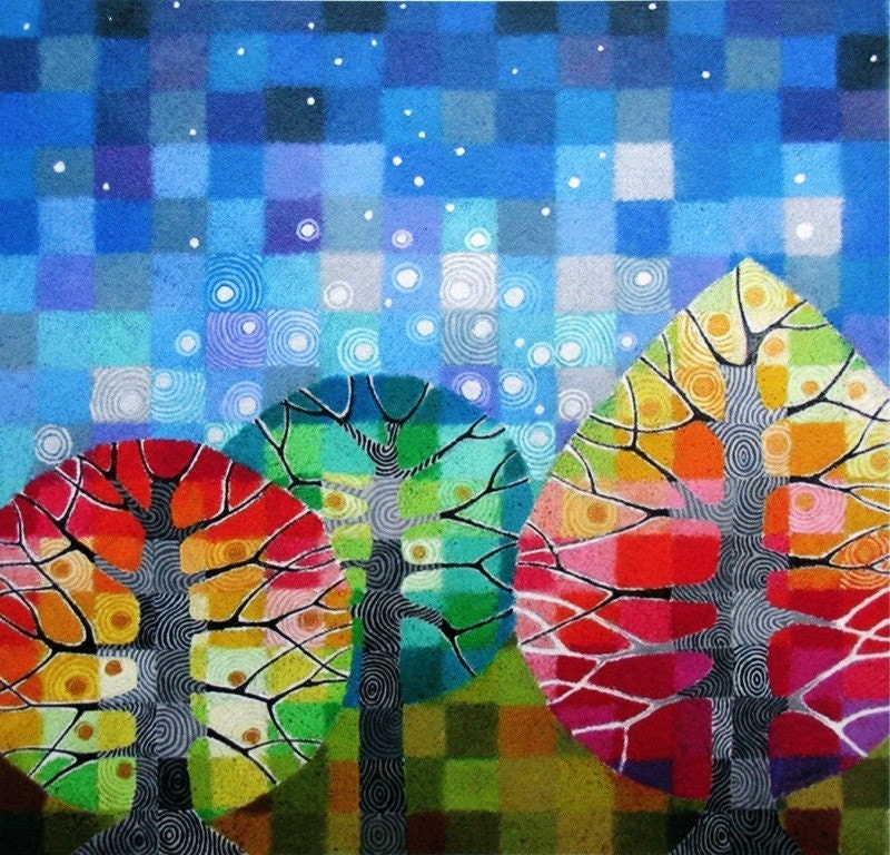 Backyard with Stars tiny print