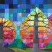 LARGE Backyard with Fireflies II print, with handpainted details
