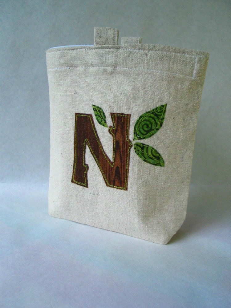 Reusable Sandwich or Snack Bag, Customized Tree Initial