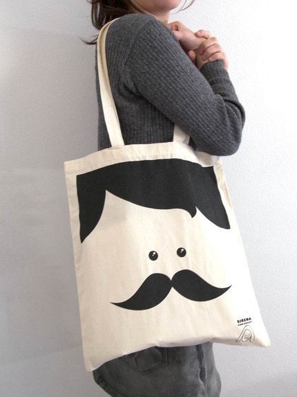 Mr. Moustache tote bag