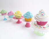 Christmas Ornaments Set Of  5 Fake Mini Cupcakes
