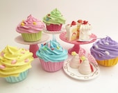 Christmas Ornaments Set Of  5 Fake Mini Cupcakes