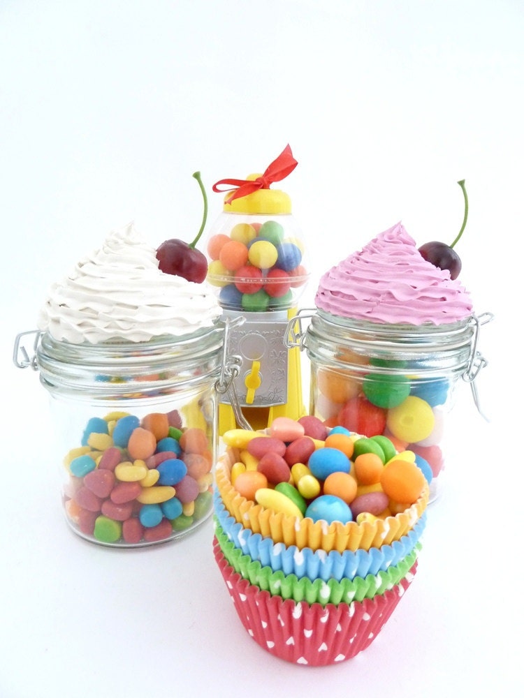 Candy Jar FAKE CUPCAKE jewelry box Cupcake candy land box trinket  box storage box or Oreo cookie jar container