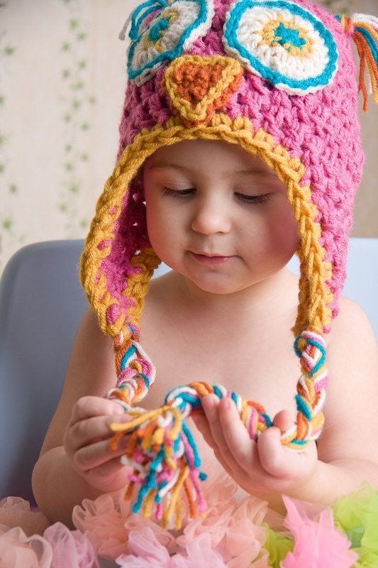 Baby Owl Hat with Earflaps (Newborn Baby & Child)