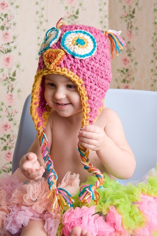 Baby Owl Hat with Earflaps (Newborn Baby & Child)
