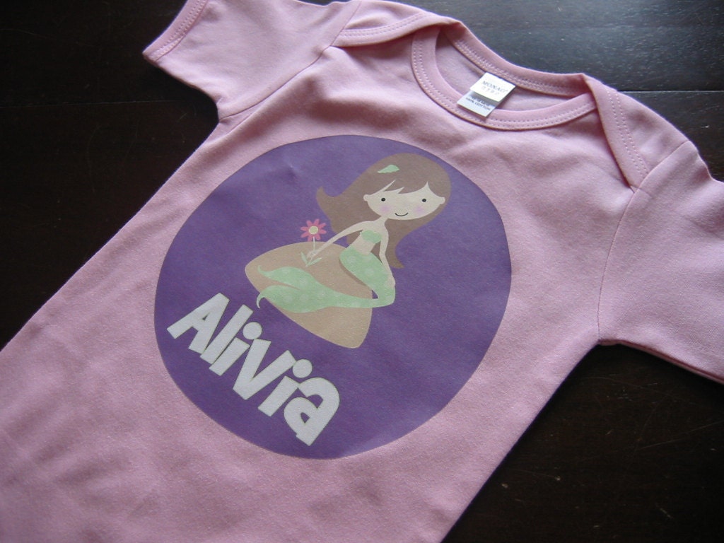 Personalized UNDER THE SEA Mermaid Baby Bodysuit or Toddler Tee - Available in various colors and sizes