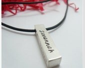 SALE -Personalized 4 Sided Memory Bar Necklace - Hand Stamped Sterling Silver- Fathers Day - Gifts for Dad