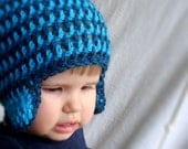 Blue alpacka yarn beanie 12-18 months