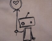 Love Robot holding a balloon OR Robot holding a lollipop onesie shirt embroidered