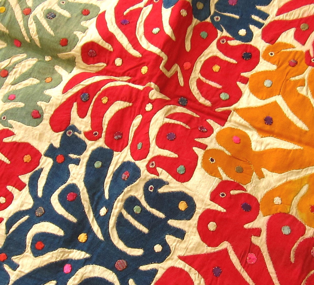 Antique Applique, folk art embroidery textile 21
