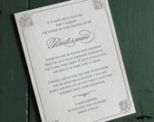 Bridesmaid / friendship survive Letterpress Card