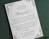 Bridesmaid / penmanship Letterpress Card