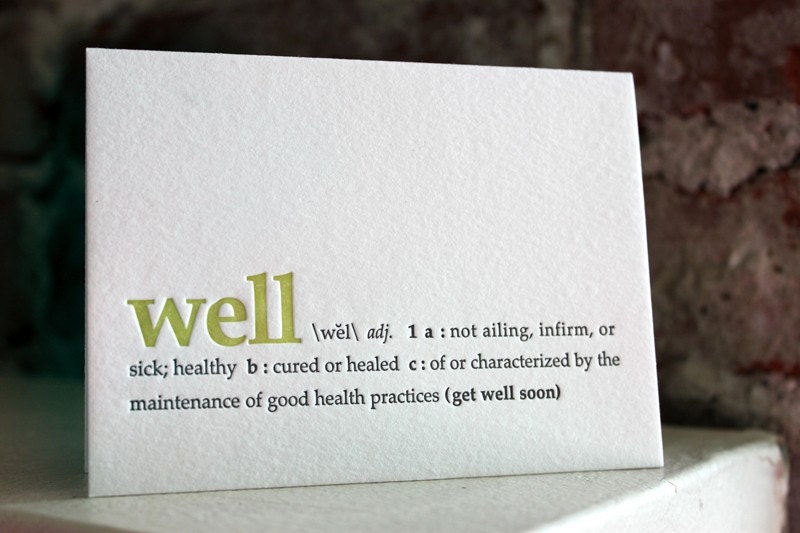 get well soon. letterpress definition card