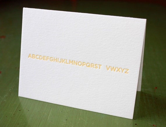 thank you (without u) letterpress card