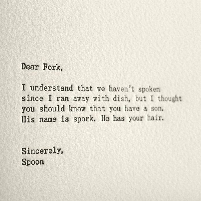 dear fork, letterpress card