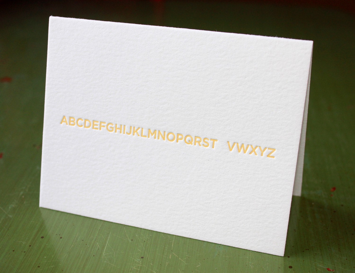 thank you (without u) letterpress card