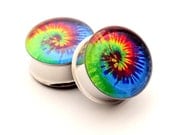 Tie Dye Picture Plugs STYLE 1 gauges - 00g, 1/2, 9/16, 5/8, 3/4, 7/8, 1 inch