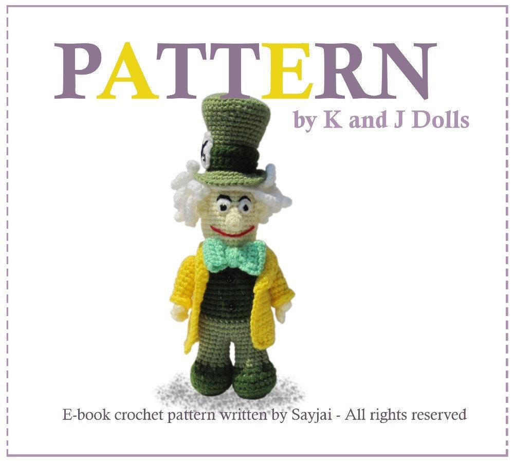 Instant Download PDF Crochet Pattern Mad Hatter - ENGLISH Instructions