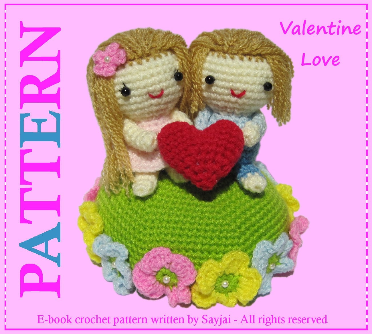 Instant Download PDF Crochet Pattern Valentine Love - ENGLISH Instructions