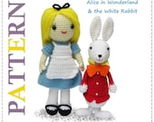 Instant Download 2PDF Crochet Patterns Alice in Wonderland and White Rabbit - ENGLISH Instructions