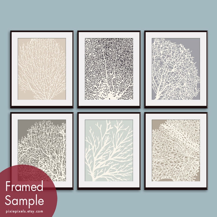 Underwater Sea Coral Collection (Series D) -Set of 6 - 11x14 Prints - Featured in Assorted Colors