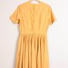 1950s Dress / Mustard Yellow Cotton 50s Day Dress - Womens XL / Plus Size - Pleated Full Skirt Short Sleeve Handmade Home Sewn Dress