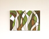 green brown mid century modern art beige white original acrylic painting on canvas cicada wings