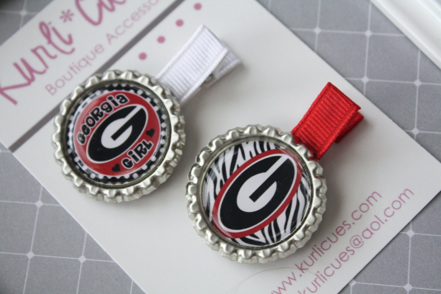 Georgia Bulldogs Bottle Cap Hair Clippies - Set of 2 - UGA