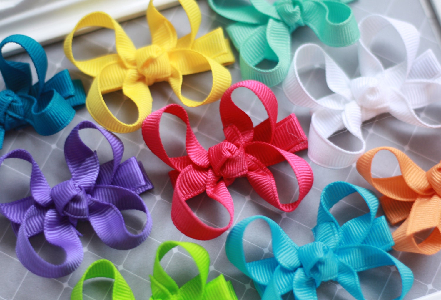 Itty Bitty Hair Bows - Set of 2 Clippies -  You Choose Colors - Snap Clips Available NEW COLORS