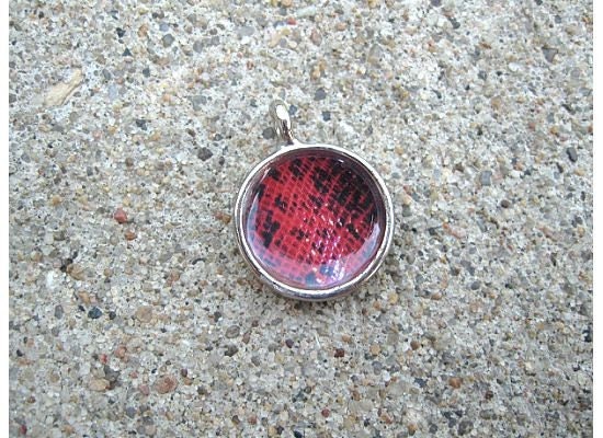 SALE  75%OFF - Red and Black Snakeskin Pendant