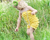 Etsy SPECIAL sale. Yellow Bubble lace petti romper / ruffles bloomer..3 sizes available newborn to 3t/4t. Great photo prop. you pick size