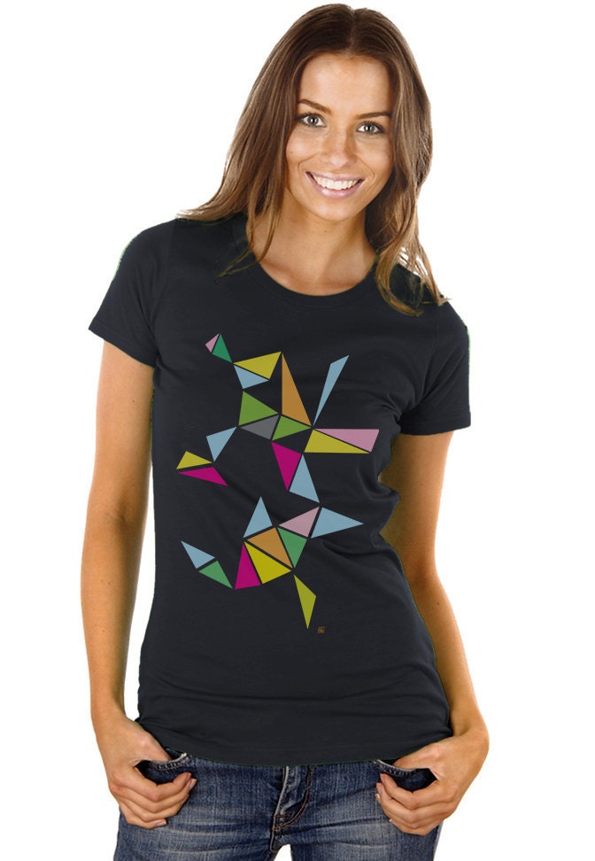 TRIANGLES GEOMETRIC on Black Slim Fit t shirt