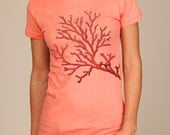 Red Coral on Persimmon color T shirt