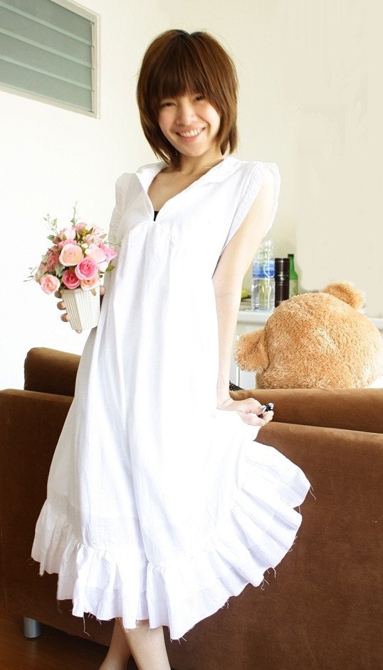 Peter pan collar Simply White Cotton Dress