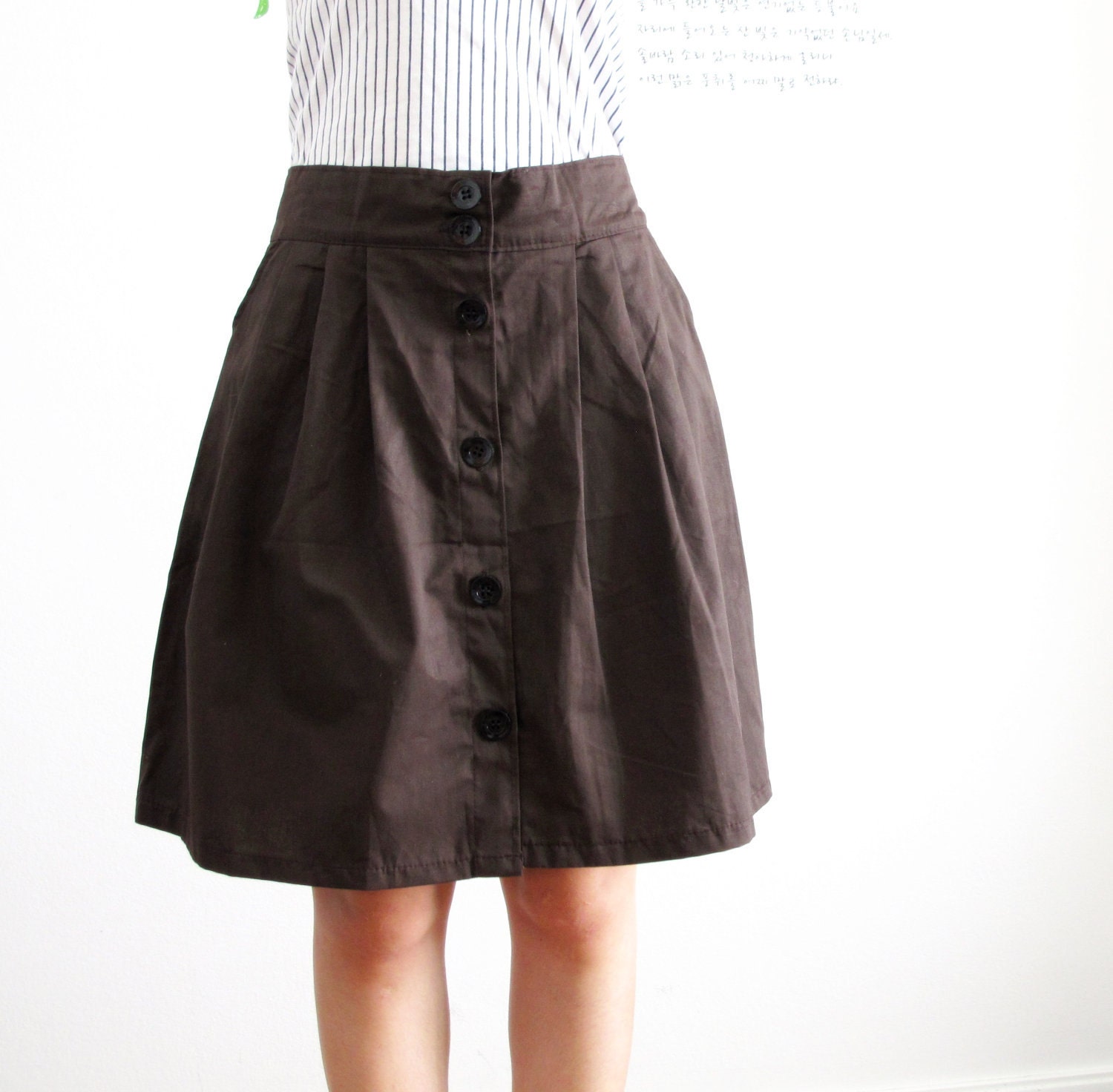 60's Style Short Full Skirt in Dark Brown