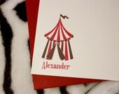 Circus / Big Top / Tent / Thank you / Birthday / Children - set of 8 personalized note cards