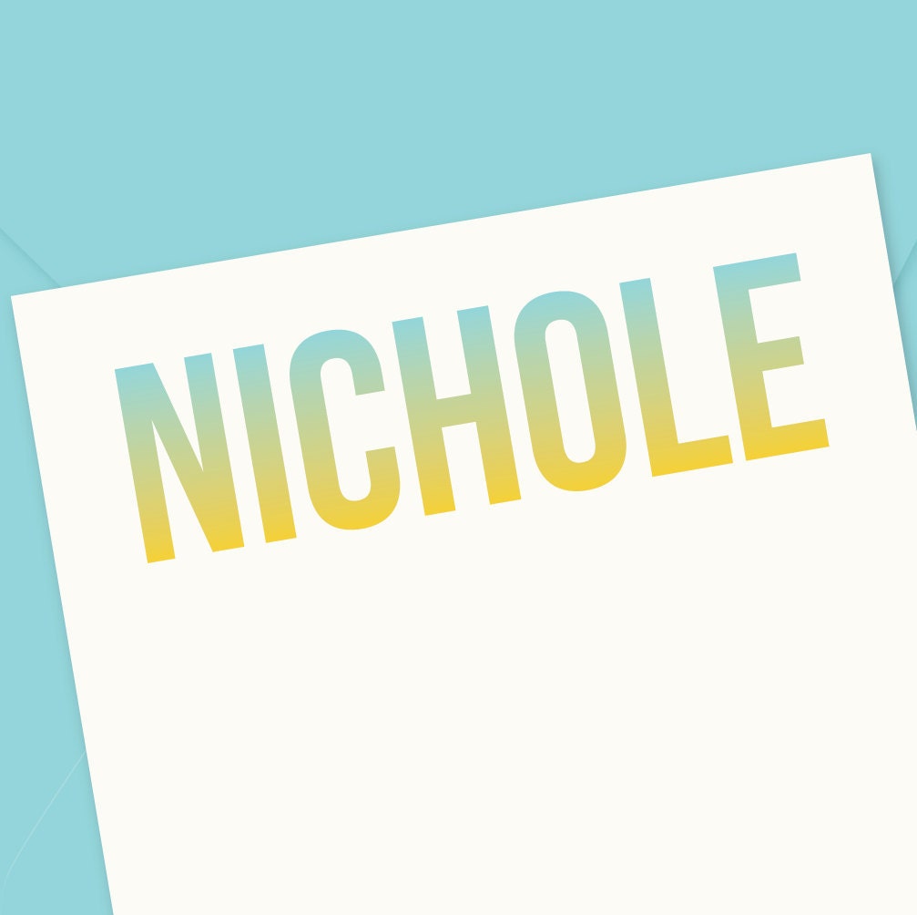 ombre personalized note cards / stationery / stationary / custom cards (set of 8 cards with envelopes)