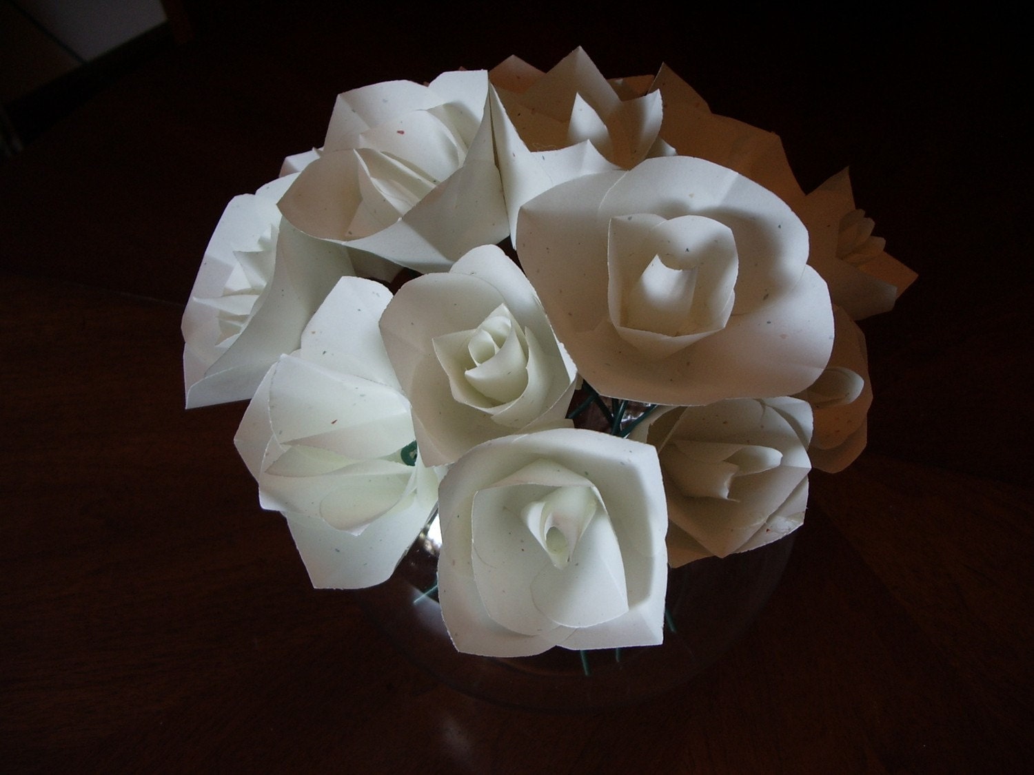 Sculpted Handmade White Paper Flowers