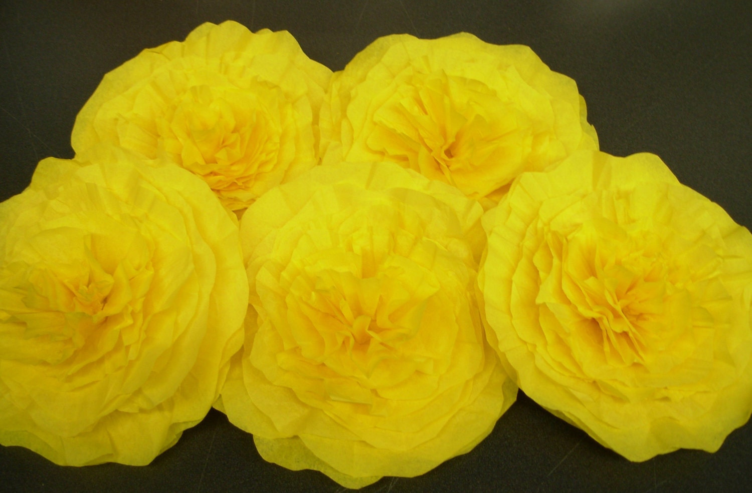 Five Huge Dandelion Yellow Paper Flowers