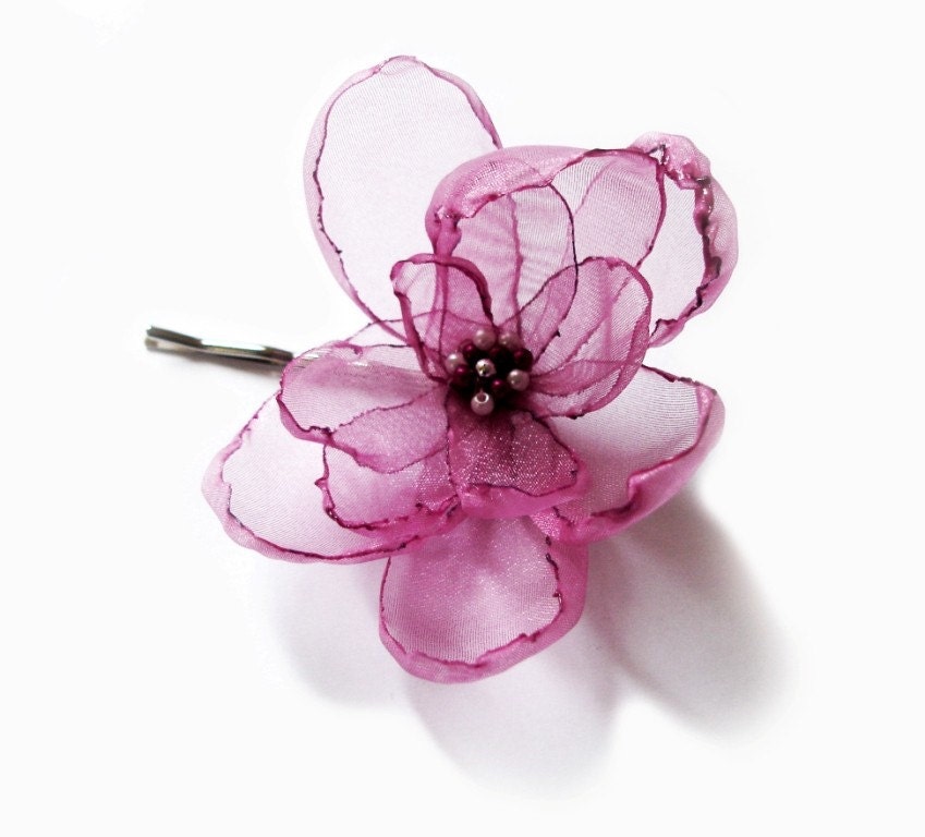 romantic dusty rose blossom flower bobby pin