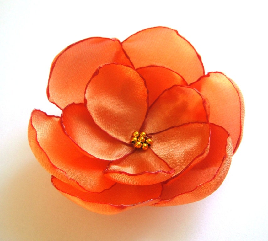 orange rose love flower brooch