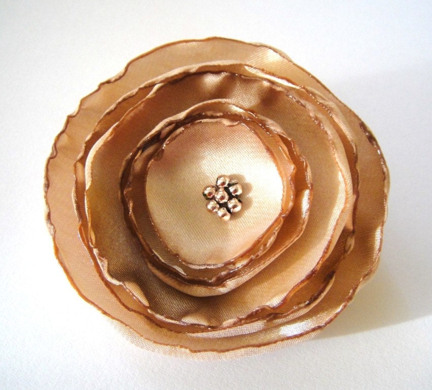 caramel dore rose flower brooch