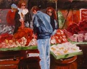 Andolsek Art, ORIGINAL OIL Painting, Veggies, Fruit, Markets, Plants, 'San Fran Farmers Market', 6x6