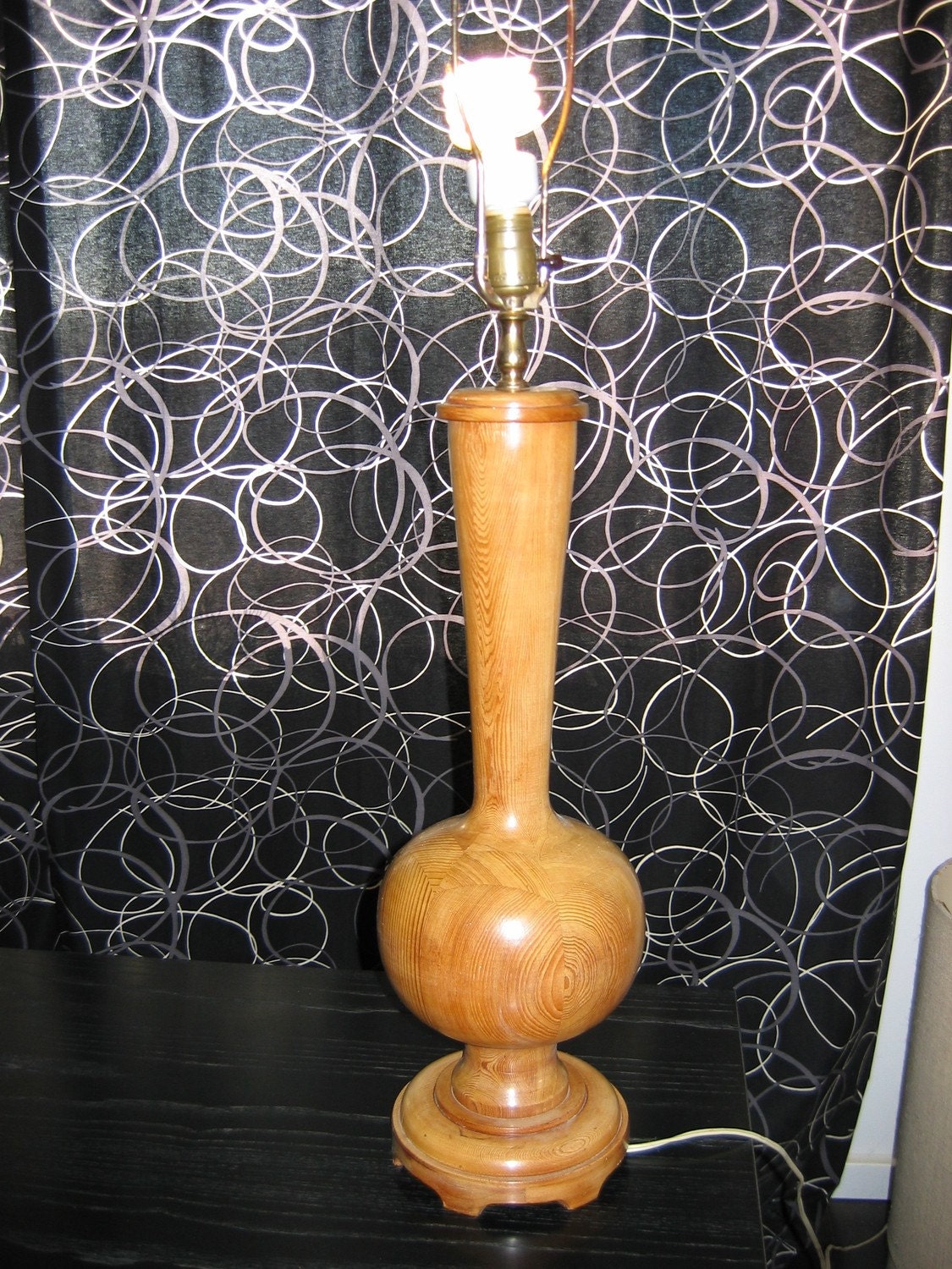 Vintage Custom WOOD lamp.   Mid Century Modern, Hollywood Regency, Eames ERA.  1960's