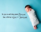 Vinyl Wall Decal - No joys on earth can bring greater pleasure than a  little boy to love and treasure - 1304