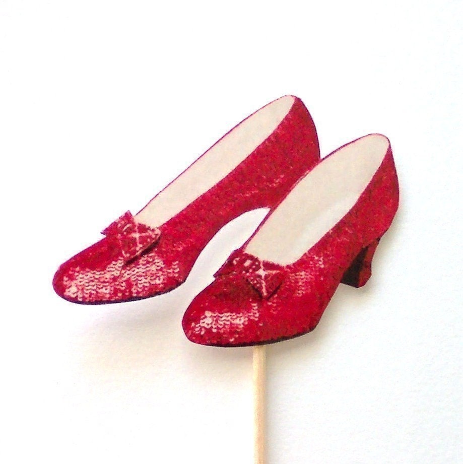 Ruby Slippers - Cupcake Toppers - Set of 24 Picks - Wizard of Oz