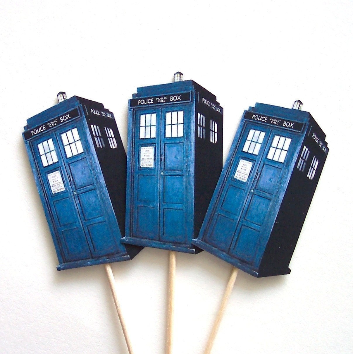 Dr. Who Tardis Cupcake Toppers - Set of 24 Picks