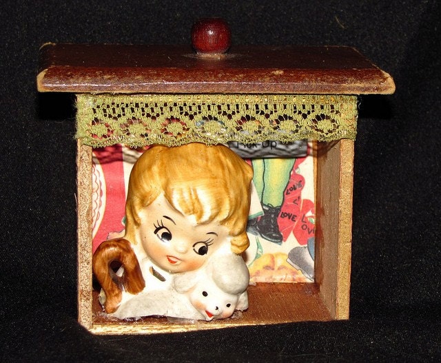 innocents lost, a mini shadow box, made from found objects