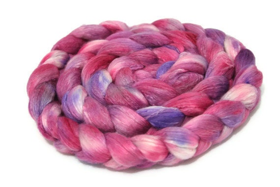 Glinda - hand dyed merino/silk roving